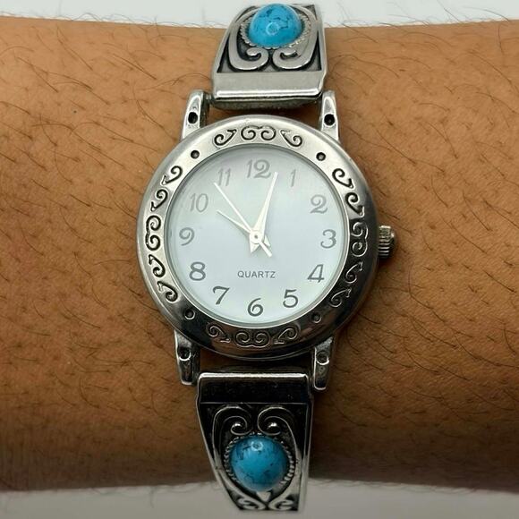 Silver & Turquoise Western Watch - Picture 2 of 4
